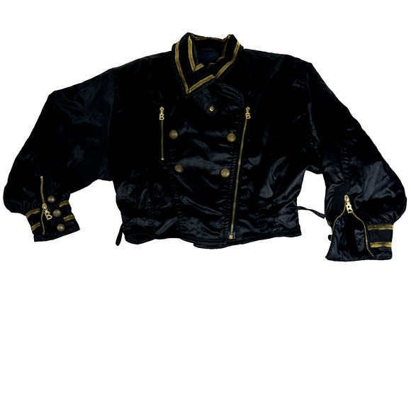 Bogner Snowsuit Jacket Women 12 Black Gold Asymmetrical Zip Missing Belt Vtg - Picture 2 of 14